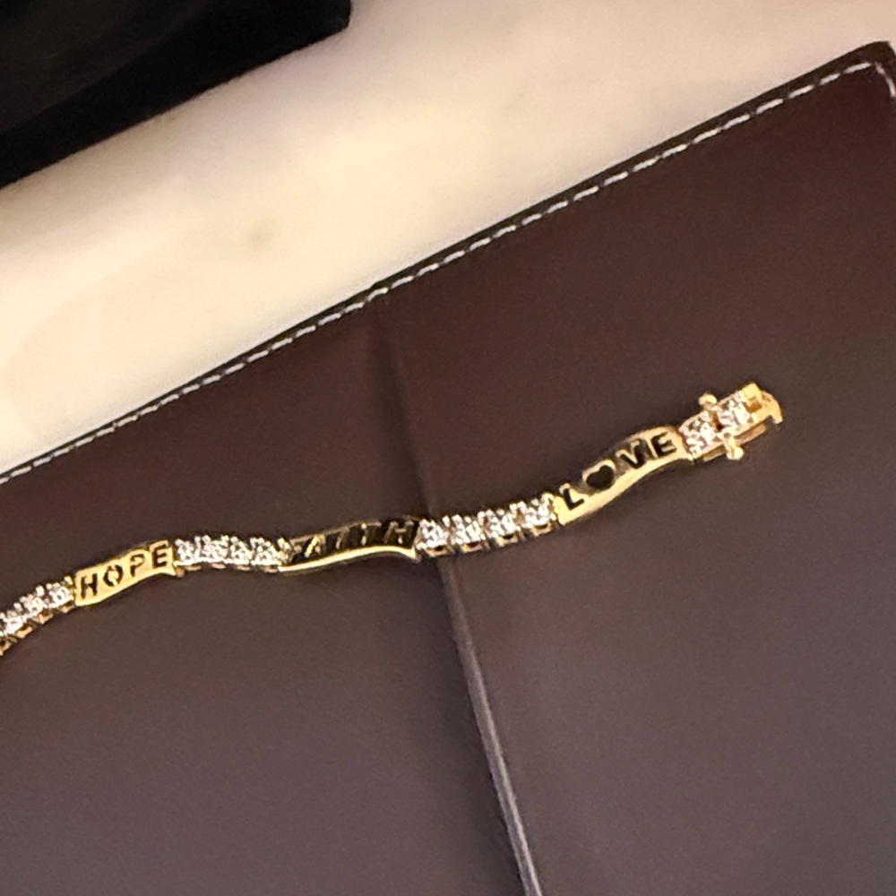 Gold-Tone Love Hope Faith Bracelet with the silver tone design feature - Picture 10 of 15